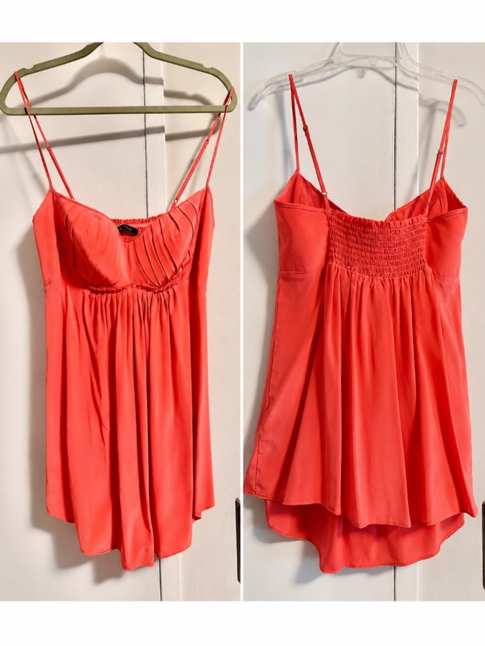 BLACK HALO SILK CAMISOLE MERMAID CUPS ADJUSTABLE BACK IN CORAL sz 10